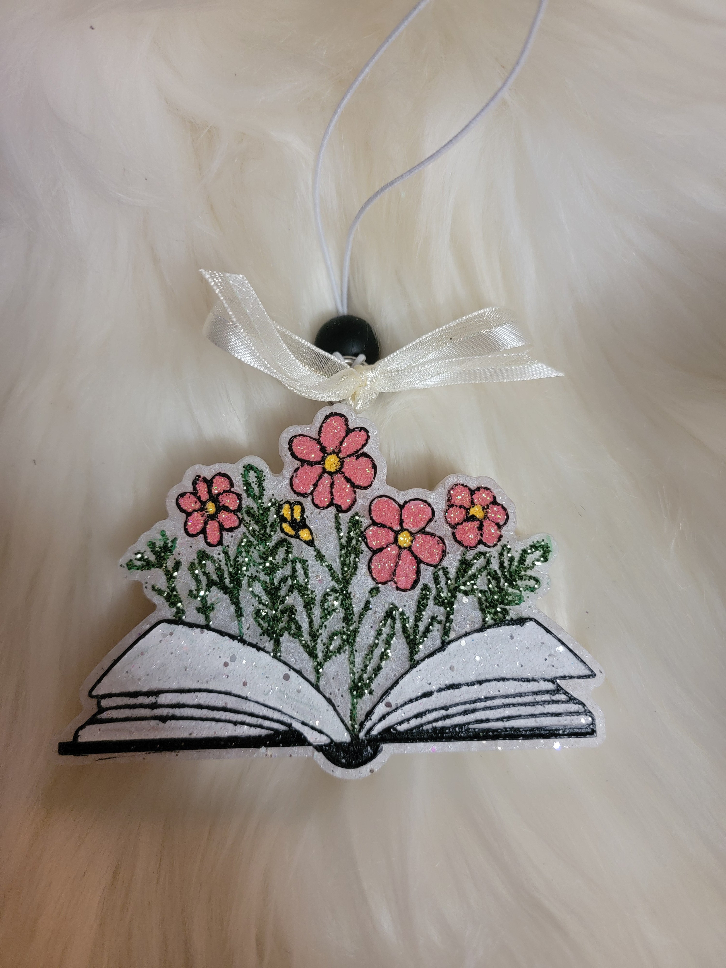 Book and Flowers Car Freshie